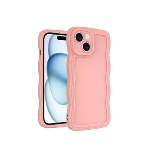 IPhone 15 Case Curly Wavy Frame Design, Soft Flexible TPU Cute Color Shockproof